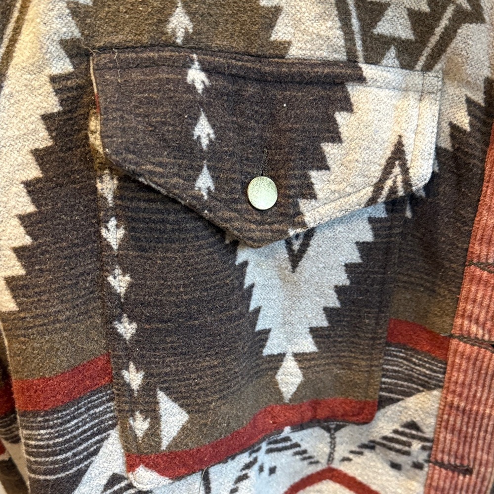 Tribal Patterned Jacket with Corduroy Accents - Picture 3 of 5